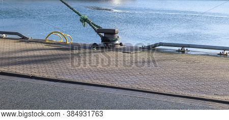 Different Bollards And Technical Installations Of Vessel Traffic At The Kiel Port