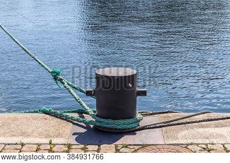 Different Bollards And Technical Installations Of Vessel Traffic At The Kiel Port