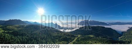 Tauplitz View To Grimming Mountain In The Austrian Alps. Beautiful Autumn Scenery In The Mountains.