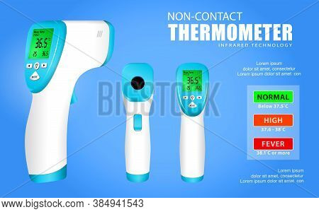 Set Of Non Contact Thermometer Or Infrared Thermometer Gun Or Electronic Temperature Thermometer To 