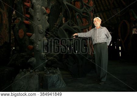 Nova Vicosa, Bahia / Brazil - October 27, 2008: Frans Krajcberg, Artist And Environmentalist, Is See