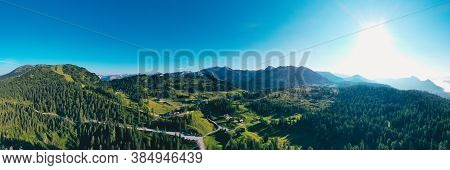 Tauplitz Alm In Styria During Summer. Panoramic Picture Of A Beautiful Scenery In The Austrian Alps.