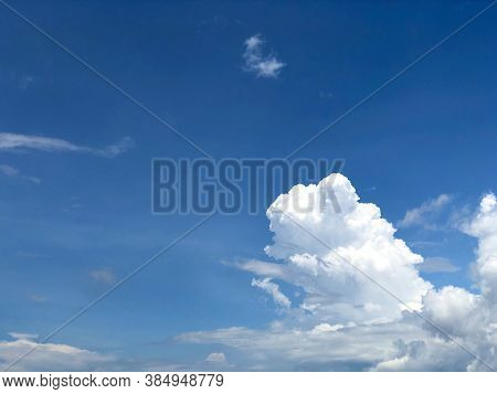 White Cloud And Beautiful With Blue Sky Background.