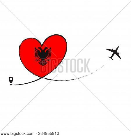 Flag Albania Love Romantic Travel Airplane Air Plane Aircraft Aeroplane Flying Fly Jet Airline Line 