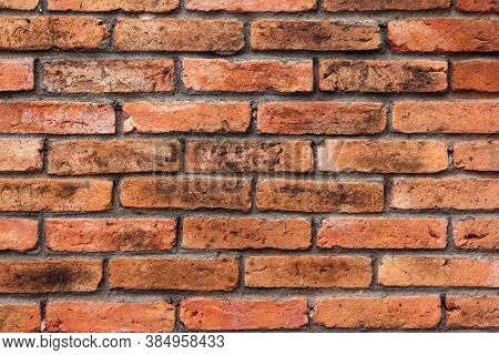 A Wall Made Of Bricks, Its Surface Looks Rough. Bangkok,thailand