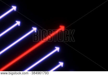 Arrow Business Success Leader Neon Concept Self Illumination Background 3d Illustration