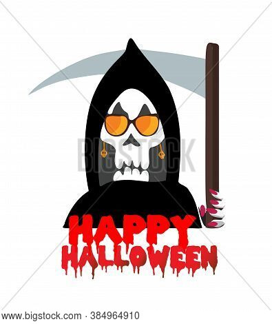 Halloween Card With Skull And On White Background, Vector, Eps 10