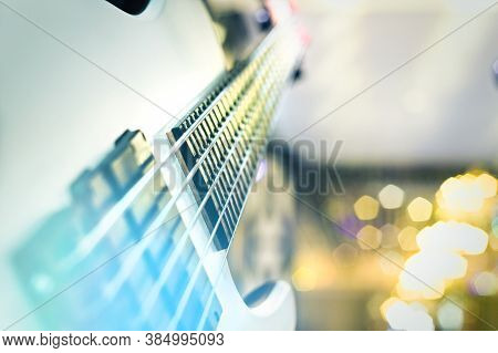 Close Up Of 5 Strings Electrical Bass Guitar