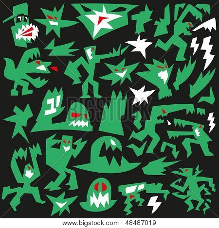 monster - doodles set
