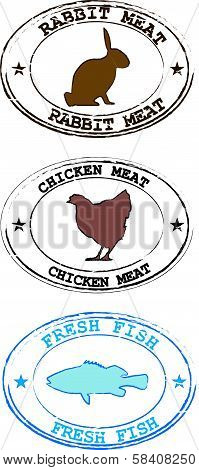 Stamp Rabbit - Chicken - fish