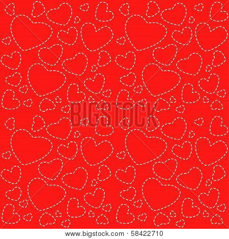 Cute Red Seamless Texture With White Hearts