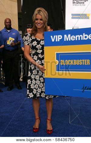 Jessica Simpson at a press conference to announce Blockbuster Video's 