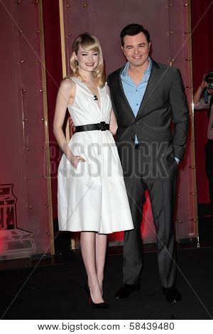 Emma Stone and Seth McFarlane at the 85th Academy Awards Nominations Announcement, AMPAS Samuel Goldwyn Theater, Beverly Hills, CA 01-10-13