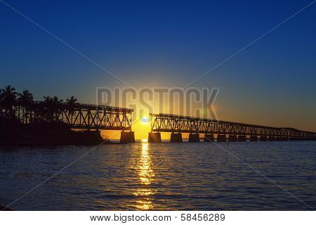 Colorful Sunset With Broken Bridge