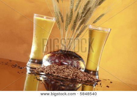 Bier und die Körner, die, denen es gemacht wird