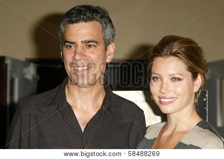 SANTA MONICA - JULY 28: Michael London and Jessica Biel at the sneak preview of 