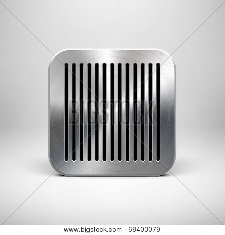 Technology App Icon Template With Metal Texture