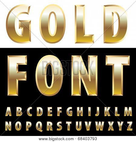 vector alphabet with golden bullion 