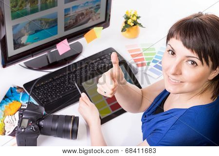 Photo Editor Working On Computer.