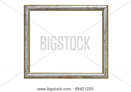 Vintage Wooden Picture Frame Isolated On White Background.