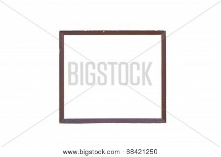 Vintage Wooden Picture Frame Isolated On White Background.