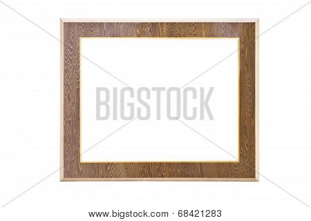 Vintage Wooden Picture Frame Isolated On White Background.