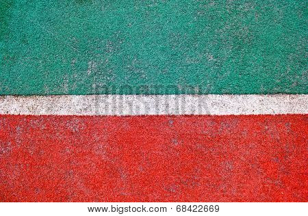 Fake Grass And White Line As Background.