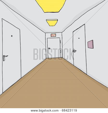 Corridor With Closed Doors