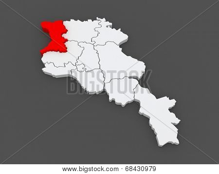 Map of Chirac. Armenia. 3d