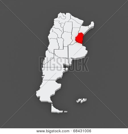 Map of Entre Rios. Argentina. 3d
