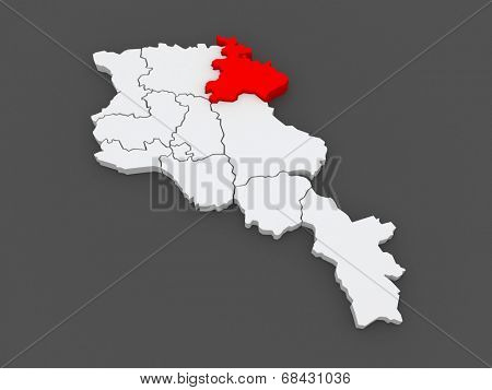 Map of Tavush. Armenia. 3d