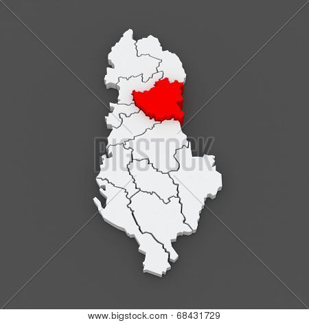Map of Dibra. Albania. 3d