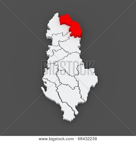 Map of Kukes. Albania. 3d
