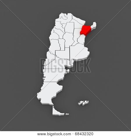 Map of Corrientes. Argentina. 3d
