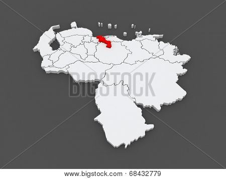 Map of Aragua. Venezuela. 3d