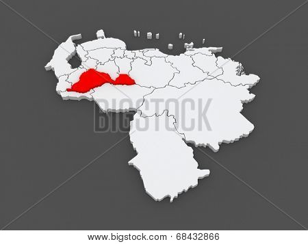 Map of Barinas. Venezuela. 3d