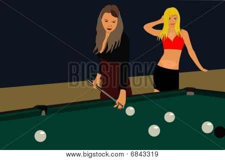 To piger og billard