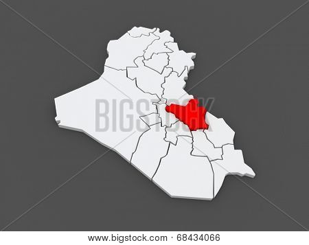 Map of Wasit. Iraq. 3d