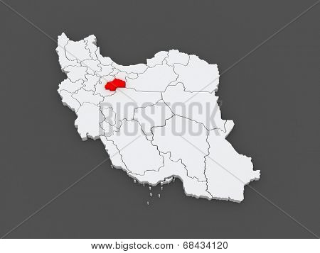 Map of Qum. Iran. 3d