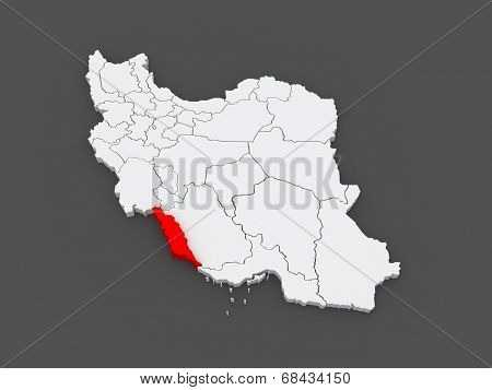 Map of Bushehr. Iran. 3d