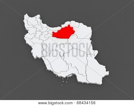 Map of Semnan. Iran. 3d