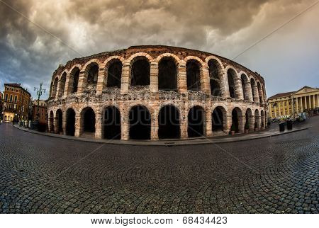Old amphitheater in Verona, Italy, Europe.