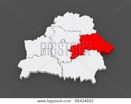 Map of Mogilev region. Belarus. 3d