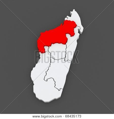Map of Mahajanga. Madagascar. 3d