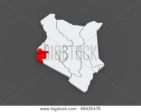 Map of Nyanza. Kenya. 3d