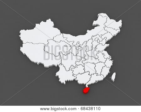 Map of Hainan. China. 3d