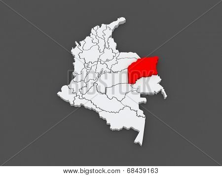 Map of Vichada. Colombia. 3d