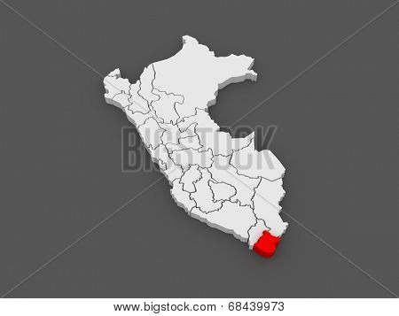 Map of Tacna. Peru. 3d