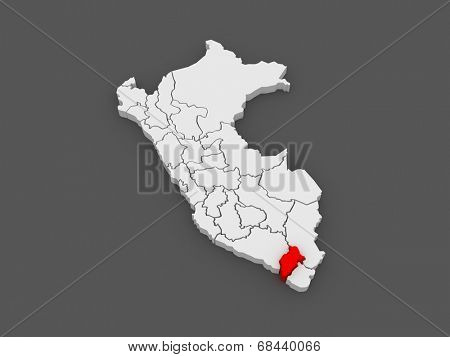 Map of Moquegua. Peru. 3d