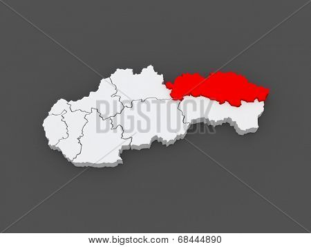 Map of Presov. Slovakia. 3d